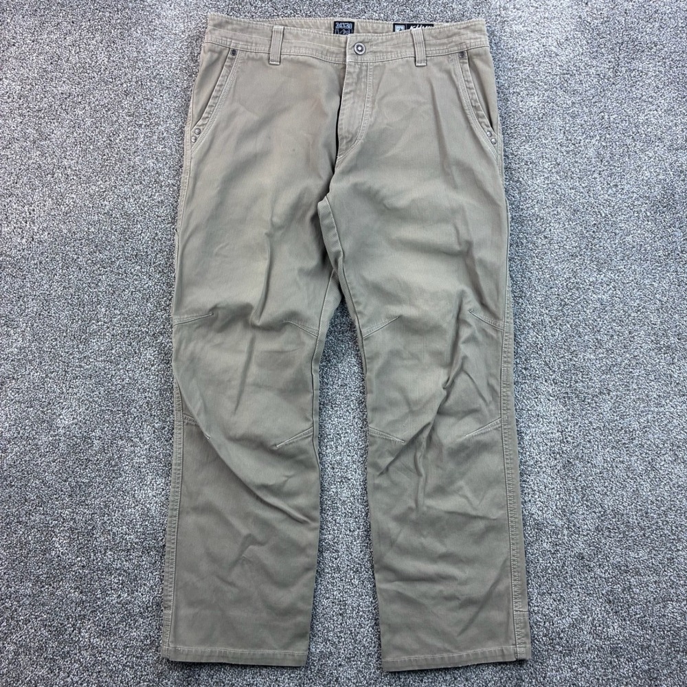 Kuhl Corduroy Fugitiv Pants Men's 34x30 Beige Vintage Patina Dye Canvas Hiking